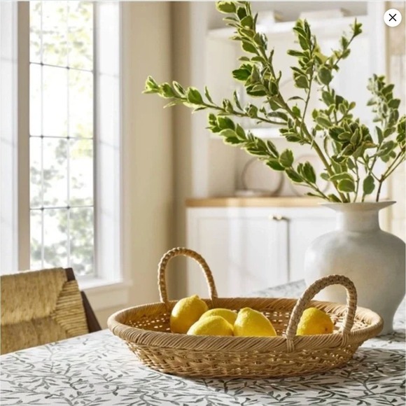 Studio Other - Studio Magee Round Basket With Two Handles 18" Diameter Handwoven Tray- NWT